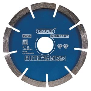 Diamond Discs, Draper 99796 Mortar Raking Diamond Blade (115mm), Draper