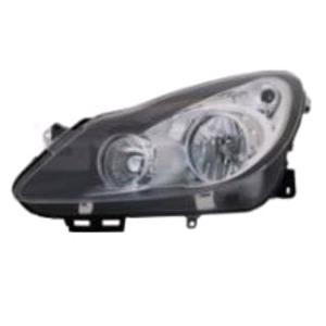 Lights, Left Headlamp (Black Bezel, Halogen, Takes H7 / H1 Bulbs, Electric Adjustment, Supplied Without Motor) for Vauxhall CORSA Mk III 2006 2011, 