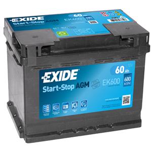 Batteries, Exide EK600 AGM Stop Start Battery 027 3 Year Guarantee, Exide