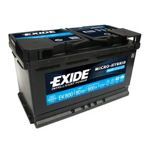 Batteries, Exide EK800 AGM Stop Start Battery 110 3 Year Guarantee, Exide
