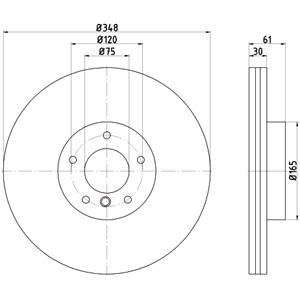 Brake Discs, Mintex Front Axle Brake Discs (Pair)   Diameter: 348mm, Mintex