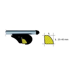 Complete set of silver aluminium roof bars for cars with raised rails, supplied with locks and keys.