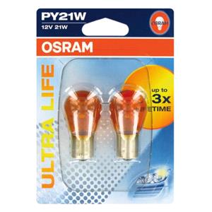 Bulbs   by Vehicle Model, Osram Ultra Life PY1W 12V Bulb Amber   Twin Pack for Alfa Romeo 145, 1994 2001, Osram