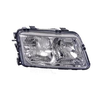 Lights, Right Headlamp (Reflector Type, Halogen, With Fog Lamp, Takes H7/H4 Bulbs, Original Equipment) for Audi A3 1996 2000, 