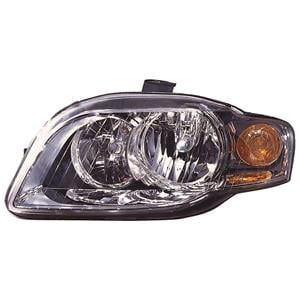 Lights, Left Headlamp (With Amber Indicator, Halogen, Takes H7/H7 Bulbs, Original Equipment) for Audi A4 2005 2008, 