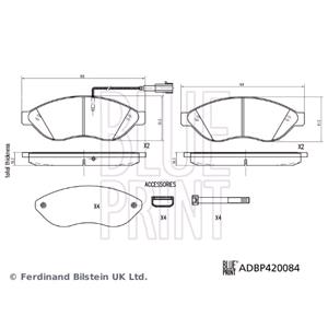 Brake Pads, Blueprint Front Brake Pads (Full set for Front Axle)   ADBP420084, Blue Print