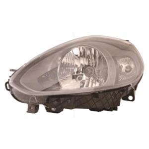 Lights, Left Headlamp (Halogen, Takes H4 Bulb) for Fiat PUNTO EVO 2010 on, 