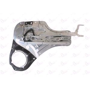 Window Regulators, Rear Left Electric Window Regulator Mechanism (without motor, panel with mechanism) for Kia SOUL, 2009 2013, 4 Door Models, WITHOUT One Touch/Antipinch, holds a standard 2 pin/wire motor, AC Rolcar