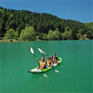 Aqua Marina Betta-475 15'7" Recreational 3-Person Kayak with Inflatable Deck - Kayak Paddle Set Included
