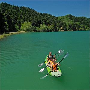 Aqua Marina Betta-475 15'7" Recreational 3-Person Kayak with Inflatable Deck - Kayak Paddle Set Included