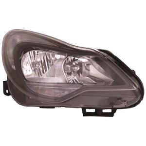 Lights, Right Headlamp (With Black Bezel, Halogen, Takes H7 / H1 Bulbs, Supplied With Motor) for Opel CORSA D 2011 on, 