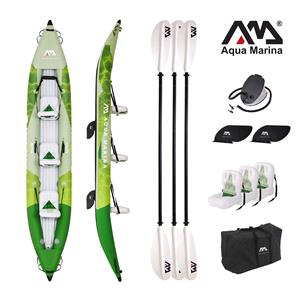 All Kayaks, Aqua Marina Betta-475 (2022) 15'7" Recreational 3-Person Kayak with Inflatable Deck - Kayak Paddle Set Included, Aqua Marina