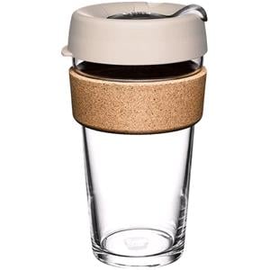 Reusable Mugs, KeepCup Brew Cork 16oz Filter   Tempered Glass Reusable Coffee Cup with Cork Band 450ml, KeepCup