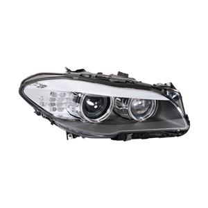 Lights, Right Headlamp (Bi Xenon, Takes D1S Bulb, With LED DRL, With Bending Light, Supplied With Motor, Original Equipment) for BMW 5 Series Touring 2010 2014, 