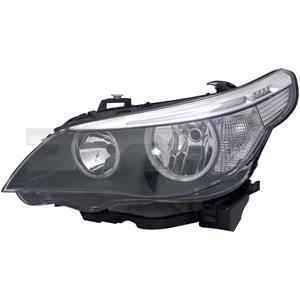 Lights, Left Headlamp (Xenon, Takes D1S / H7 Bulbs, Supplied With Motor) for BMW 5 Series 2003 2007, 