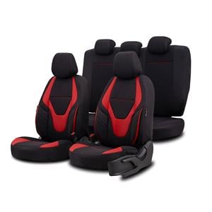 Seat Covers, Boost Premium Cotton Leather Car Seat Covers   Black and Red For Nissan ALMERA Mk II Saloon 2000 2006, Otom