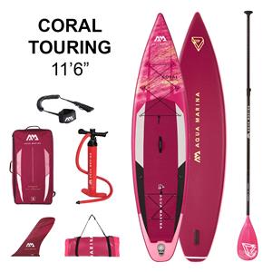 All SUP Boards, Aqua Marina Coral Touring (2022) 11'6" iSUP with Paddle and Coil Leash, Aqua Marina