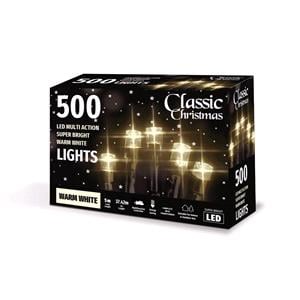 Christmas Lights, Classic Christmas 500L LED Multi Action Super Bright Warm White Lights, 