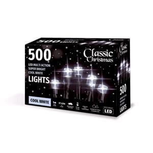 Christmas Lights, Classic Christmas 500L LED Multi Action Super Bright Cool White Lights, 