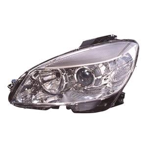 Lights, Left Headlamp (Halogen, Takes H7 / H7 Bulbs, Chrome Bezel, Supplied With Motor, Original Equipment) for Mercedes C CLASS 2007 2011, 