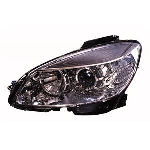 Lights, Left Headlamp (Halogen, Takes H7 / H7 Bulbs, Smoked Grey Bezel, Supplied With Motor, Original Equipment) for Mercedes C CLASS Coupe 2008 2011, 