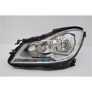 Lights, Left Headlamp (Silver Bezel, Halogen, Takes H7 / H7 Bulbs, Electric Adjustment, Supplied With Motor, Original Equipment) for Mercedes C CLASS 2011 2014, 