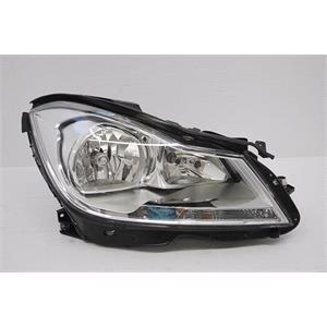 Lights, Right Headlamp (Halogen, Takes H7 / H7 Bulbs, Chrome Bezel, Supplied With Motor, Original Equipment) for Mercedes C CLASS 2007 2011, 