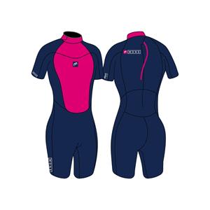 Wetsuits, MDNS Pioneer Shorty 2|2mm Short Sleeve Youth Wetsuit   Navy and Pink   Size 8 S, MDNS