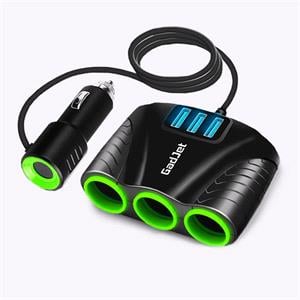 Phone And Tablet Accessories, GadJet Car Charger with 3 Way Cigarette Lighter Sockets + 3 USB Ports, GadJet