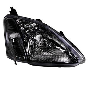 Lights, Right Headlamp (With Black Bezel, 3 Door & 5 Door Hatchback) for Honda CIVIC VII Hatchback 2001 2003, 