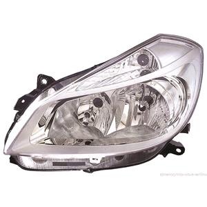 Lights, Left Headlamp (Chrome Bezel, Without Cornering Lamp, Halogen, Takes H7 / H7 Bulbs) for Renault CLIO Grandtour 2005 2009, 