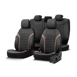Seat Covers, Coral Artificial Leather Car Seat Covers   Black and Beige For Nissan ALMERA Mk II Saloon 2000 2006, Otom