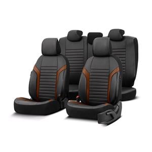 Seat Covers, Coral Artificial Leather Car Seat Covers   Black and Tan For Nissan ALMERA Mk II Saloon 2000 2006, Otom