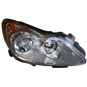 Lights, Right Headlamp (Chrome Bezel, Halogen, Takes H7 / H1 Bulbs, Supplied With Motor & Bulbs, Original Equipment) for Opel CORSA D 2006 2011, 