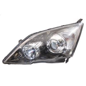 Lights, Left Headlamp (Smoked Chrome Bezel, Halogen, Takes H1 / HB3 Bulbs, Manual or Electric Adjustment, Supplied Without Motor) for Honda CR V Mk III 2007 on, 