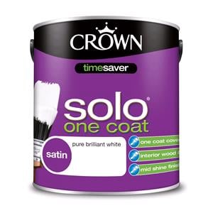 Crown Paint, Crown Solo One Coat Gloss Wood and Metal Paint BRILLIANT WHITE   2.5L, Crown Paints