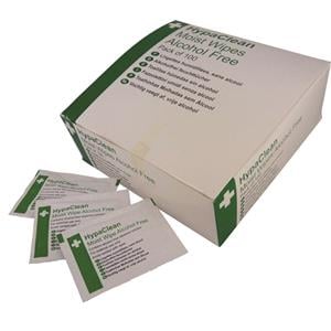 Janitorial and Hygiene, HypaClean Alcohol Free Moist Wipes   Pack of 100, SAFETY FIRST AID