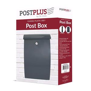 Post Boxes, PostPlus ABS All Weather Wall Mounted Post Box   Grey, De Vielle