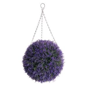 Artificial Plants, Artificial Topiary Hanging Ball Purple Heather Effect   30cm, Nearly Natural