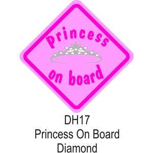 Signs and Stickers, Castle Promotions Suction Cup Diamond Sign   Pink   Princess On Board, CASTLE PROMOTIONS