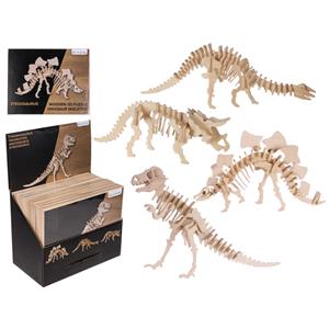 Gifts, Dinosaur Skeleton 3D Puzzles Set   Natural Wood   3 Puzzles, OOTB