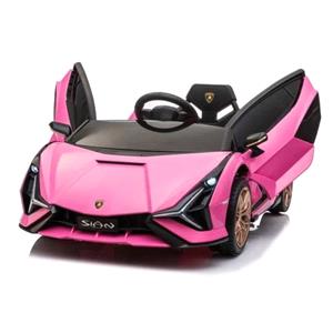 Kids Electric Cars, Lamborghini Sian Electric Ride On Car with Parents Remote   12v Pink, Rev up