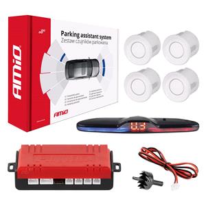 Parking Sensors, Parking Sensor System with 4 White Sensors And Display, AMIO