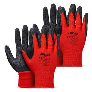Gloves, Latex Coated Safety Work Gloves Size M   2 Pairs, AMIO