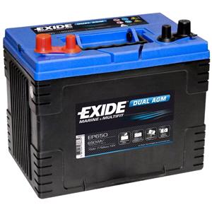 Motorhome Caravan Batteries, Exide EP650 Dual AGM Marine & Leisure Battery, Exide