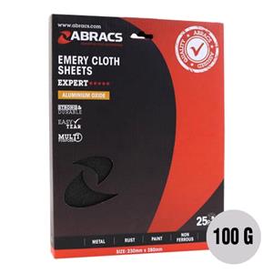 Sanding Sheets, Abracs 100 grit Emery Sheets Pack of 25, ABRACS