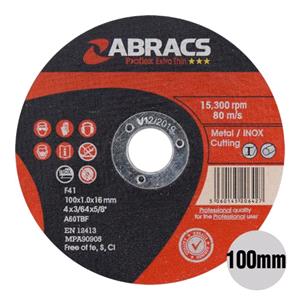 Cutting Wheels, Proflex 4" Extra Thin Cutting Discs 100mm x 1.0mm INOX Pack of 25, ABRACS
