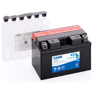 Motorcycle Batteries, Exide ET12ABS Dry AGM Motorcycle Battery 1 Year Warranty, Exide