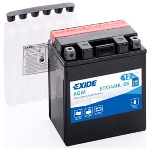 Motorcycle Batteries, Exide ETX14AHLBS Dry AGM Motorcycle Battery 1 Year Warranty, Exide