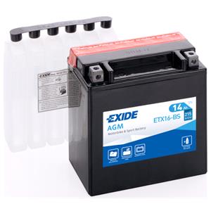 Motorcycle Batteries, Exide ETX16BS Dry AGM Motorcycle Battery 1 Year Warranty, Exide